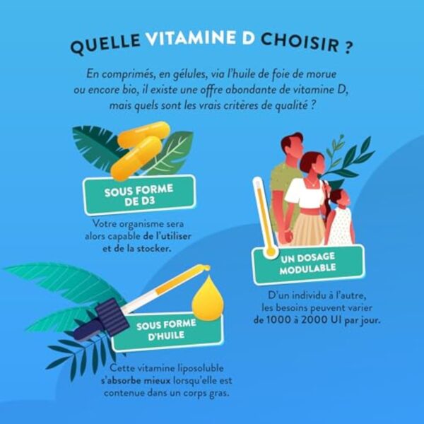 Nutri&Co Vitamine D3 Végétale issue du Lichen 100% Naturelle - 1000 U.I par Goutte - 2000 UI/j - Flacon 15ml - Santé des Os & Immunité - pour Adultes et Enfants - Vegan Fabriqué en France – Image 8