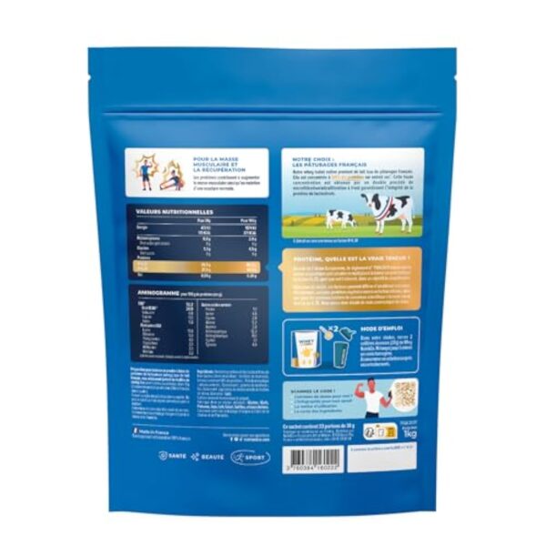 Nutri&Co Whey Isolate Native - Jusqu’à 94% de Protéines - Pur Lait Français Low Lactose Digestion Facile - Riche en BCAA - Prise de Masse & Musculation - 1kg 33 portions goût Vanille – Image 3