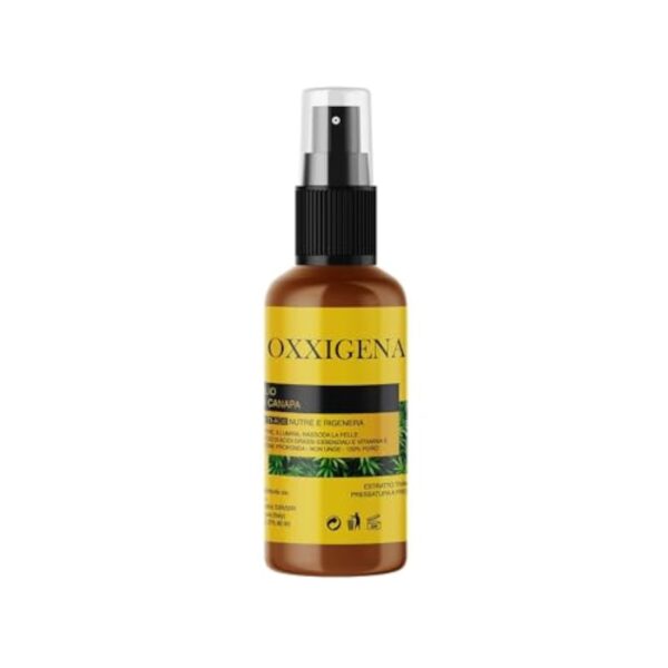 Oxxigena - Huile de Graines de Chanvre 100% Pure et Naturelle Pressée à Froid, Spray 100 ml, Huile Hydratante, Nourrissante pour les Cosmétiques, Anti-rides, Idéale pour la Peau et les Cheveux – Image 2