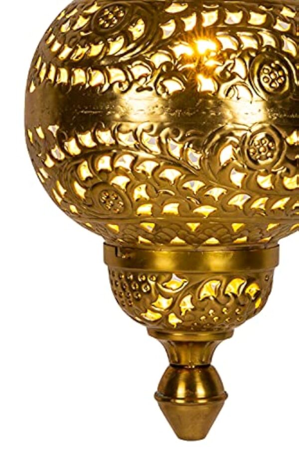 Pendentif lampe orientale Fahda dorée 50cm E27 Douille | Plafonnier Lustre de Salon marocain oriental | Lanterne électrique indienne Vintage design décoration de maison orientale arabe – Image 5