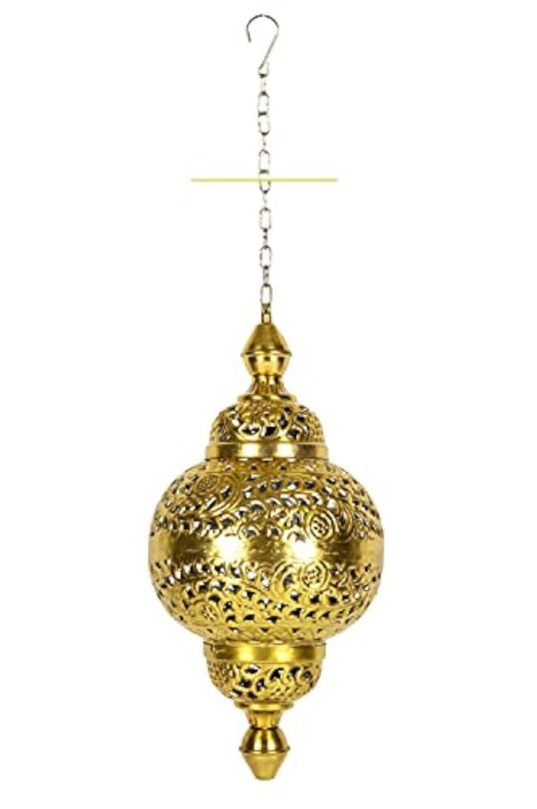 Pendentif lampe orientale Fahda dorée 50cm E27 Douille | Plafonnier Lustre de Salon marocain oriental | Lanterne électrique indienne Vintage design décoration de maison orientale arabe – Image 6