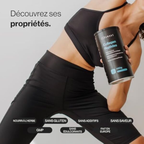 Peptides de Collagène Hydrolysé - Poudre de Collagène bovin provenant de pâturages - avec Magnésium, Acide Hyaluronique, Zinc et Vitamine C - Non Aromatisé - Haute Solubilité - 450 g – Image 3