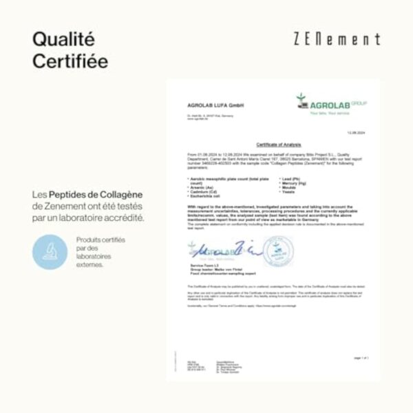 Peptides de Collagène Hydrolysé - Poudre de Collagène bovin provenant de pâturages - avec Magnésium, Acide Hyaluronique, Zinc et Vitamine C - Non Aromatisé - Haute Solubilité - 450 g – Image 6