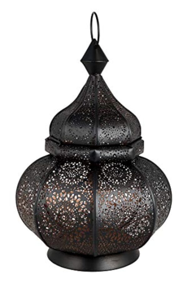 Petite Lanterne marocaine en métal Ziva 30cm noir | Photophore marocain pour l’extérieur au jardin ou l’intérieur sur la table | Lanternes pour bougie | décoration de maison orientale – Image 4
