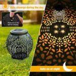 PhilzOps Lanterne Solaire Exterieur, 2 Paquets LED Lampe Solaires de Jardin IP65 Étanche Blanc Chaud Lanterne Énergie Suspendre pour Patio Terrasse Cour Pelouse Table Fête Maison Orientale Décoration