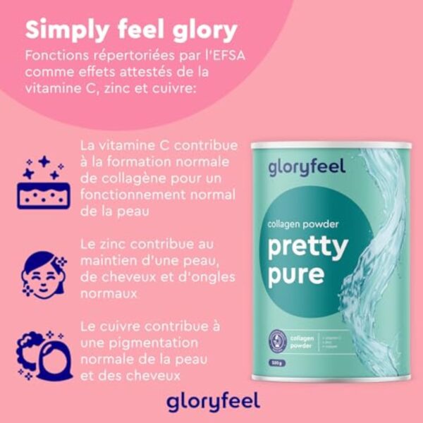 Poudre de Collagène 500g Sans Saveur, Avec Ingrédients Premium Brevetés, 12500mg de Collagène Hydrolysé Type I, Enrichi en Vitamine C, Zinc et Cuivre, Soutient la Peau, les Ongles et les Cheveux* – Image 6