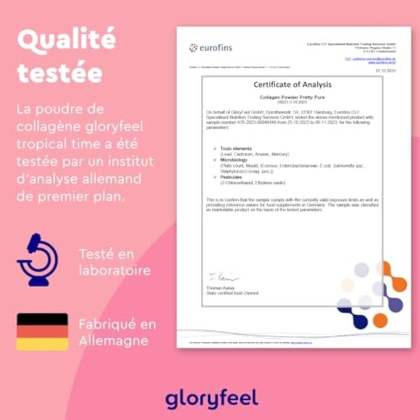Poudre de Collagène 500g Sans Saveur, Avec Ingrédients Premium Brevetés, 12500mg de Collagène Hydrolysé Type I, Enrichi en Vitamine C, Zinc et Cuivre, Soutient la Peau, les Ongles et les Cheveux* – Image 7