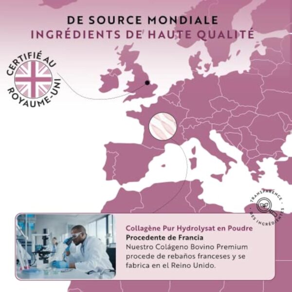 Poudre de Collagene 500g - Premium Peptides de Collagène Hydrolysés de Type 1-50 Portions - Collagen Hydrolysat de Collagene Bovin avec 8 Acides Aminés - à Boire - Goût Neutre - Nutravita – Image 8