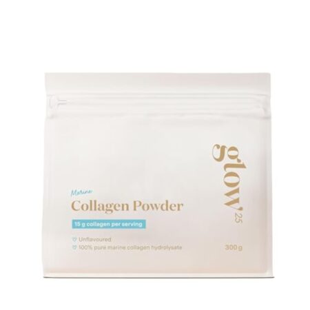 Poudre de collagène marin Glow25® [300g] - Solubilité parfaite - Peptides de collagène à boire - Collagène hydrolisé bioactif pur - Naturel
