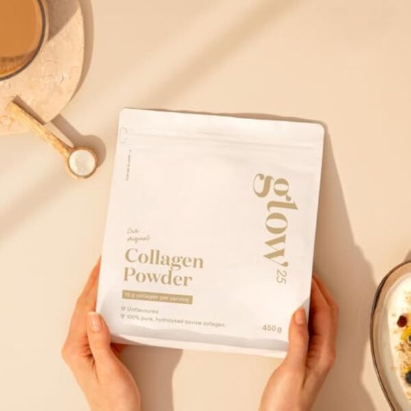 Poudre de collagène Glow25® [450g] - L'original - Collagène premium hydrolisé pur - Peptides de type 1 et 3 - Solubilité parfaite - Collagene naturel – Image 5