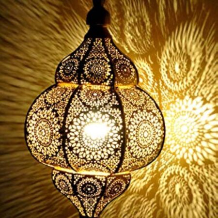 RAJBHOOMI HANDICRAFTS Moderne Turc Vintage Antique Look Marocain RougeCeiling Lights Maison Lanterne Pendentif Cadeaux Oriental Arabe Suspension Lampe