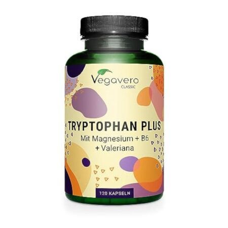 Tryptophane 600 mg | Avec Valériane, Magnesium et Vitamine B6 | Aide au Sommeil + Humeur | 120 Gélules | Vegan & Sans Additifs | Vegavero®