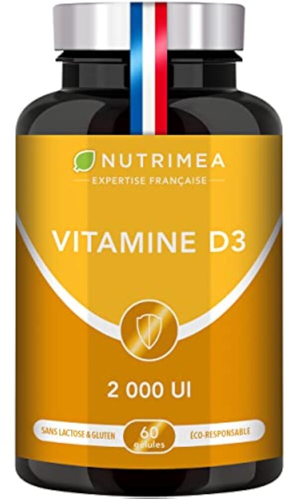 VITAMINE D3 – 100% Pure - 2000 UI - 1000% des Apports Journaliers – Santé des Os & des Dents - Immunité - 60 Gélules – Nutrimea - Fabriqué en France – Image 2