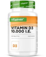 Vitamine D3 10.000 I.E. Depot - 365 Comprimés - Haute Dose - Végétarien - Haute Pureté - 10 Dose Journalière 1000 I.E. par Jour