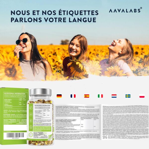 Vitamine D3 K2 avec de l'Huile d’Olive Vierge - Vitamine D3 2000 UI et Vitamine K2 MK7 100 μg pour Os, Muscles, Système Immunitaire - Vitamine D Vitamine K sans OGM, Gluten et Lactose - 180 Gélules – Image 8