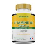 Vitamine d3 1000 ui Fabriquée en France – Soulage les douleurs articulaires et osseuses – Stimule l'energie et le moral – Enfin une vitamine d3 naturelle qui convient au regime vegetarien