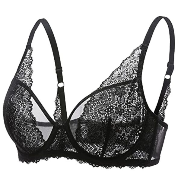 DOBREVA Femme Soutien Gorge Minimiseur Forte Poitrine Transparent avec Armature Dentelle Bralette