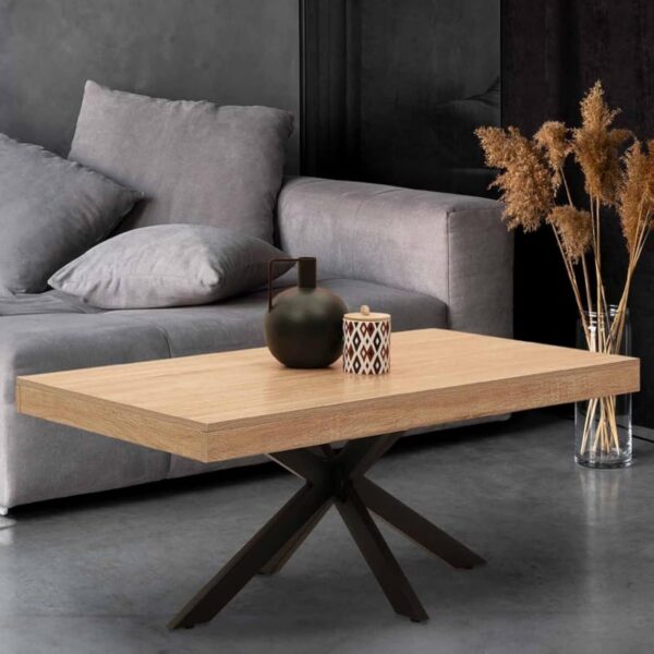 IDMarket - Table Basse rectangulaire Alix 110 cm Pied araignée Bois et Noir