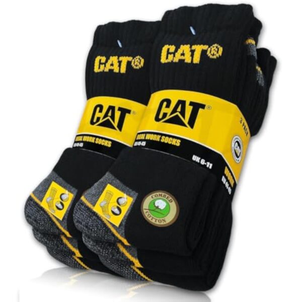 CAT Caterpillar Lot de 6 paires de chaussettes REAL WORK - Dans débonnaire et sage-femme - Tailles disponibles : 35 à 50