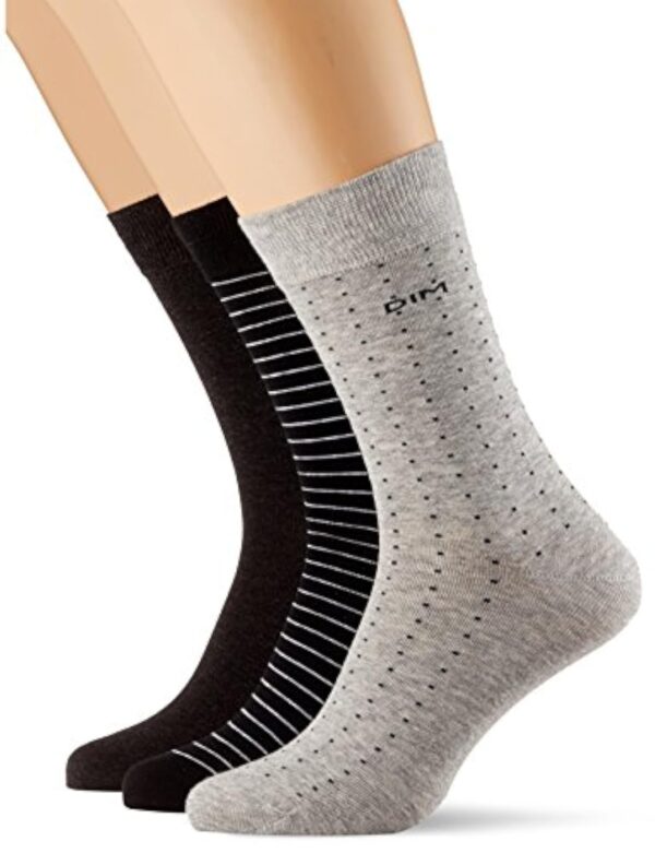 Dim Chaussettes Bonhomme Coton Articulation Rayures & Fécule x3
