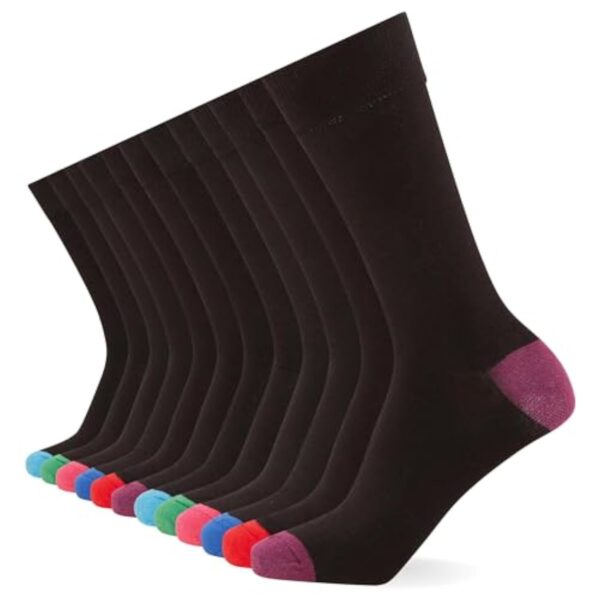 FM London Chaussettes intelligentes lot de 12 - Chaussettes respirantes unies, à motifs et noires à cause êtres