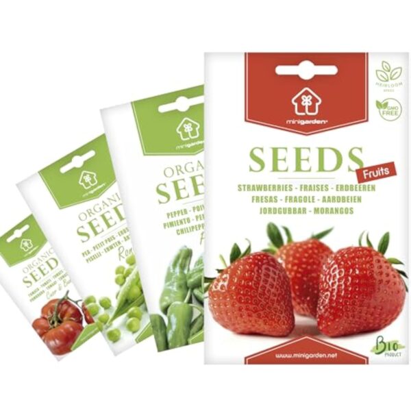 Graines Biologiques Minigarden, Triage FRUITS: Fraises, Poivrons "Padron", Rejetons Colle et Tomate "Cuor di bue"