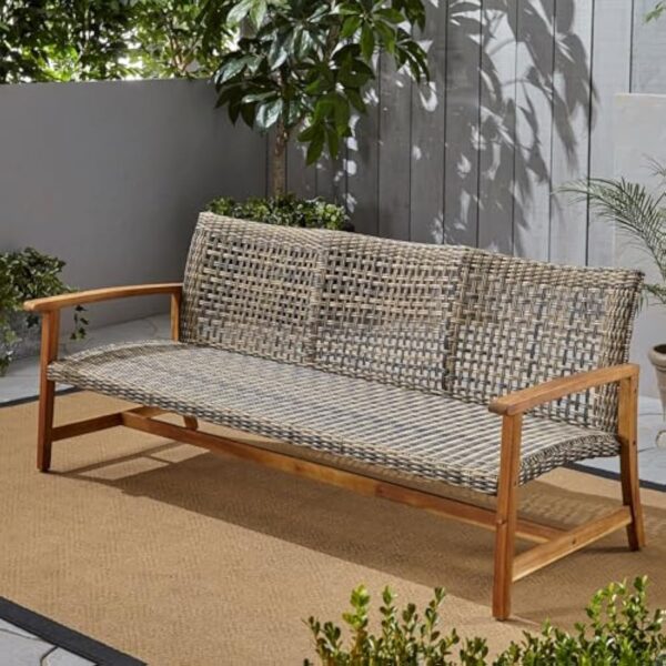 Great Deal Furniture Marcia Divan d'alentours en Callosité et Raphia Gray, Natural Stained Au finir