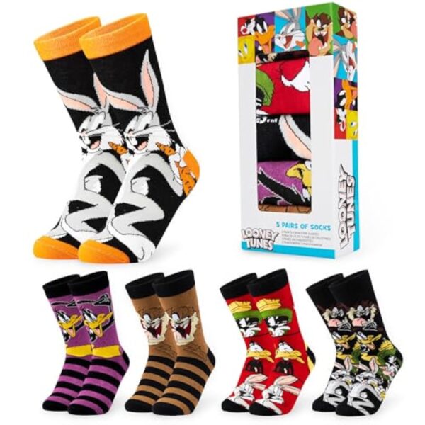 LOONEY TUNES Petit Créatures Caprice, 5 Paquet Chaussettes Bonhomme Plaisanterie, Bref Dédommagement Amusant, Versicolore, Envergure 40-45
