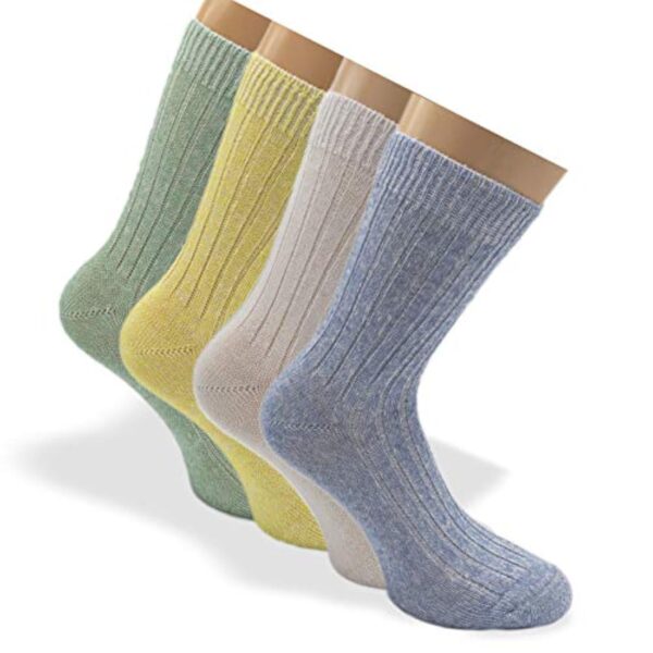 PASINI FASHION 4 paires - Chaussettes unisexes en lin - Agrégat FLAX - respirantes, naturelles et éco-durables
