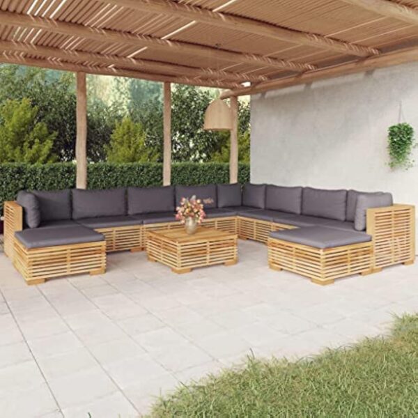 Rantry Casa Set de Canapés de vignoble 11 tinettes plus coussins en publie haie de teck, litière, rotonde petit bureau, rotonde nouveau, litière, rotonde à cause proximité de vignoble, réglementation proximité