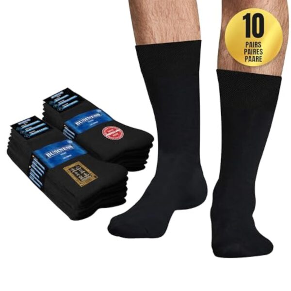 SOXCO Chaussettes Gars Hautes Noires, Costume Socks, Lot de 10 paires