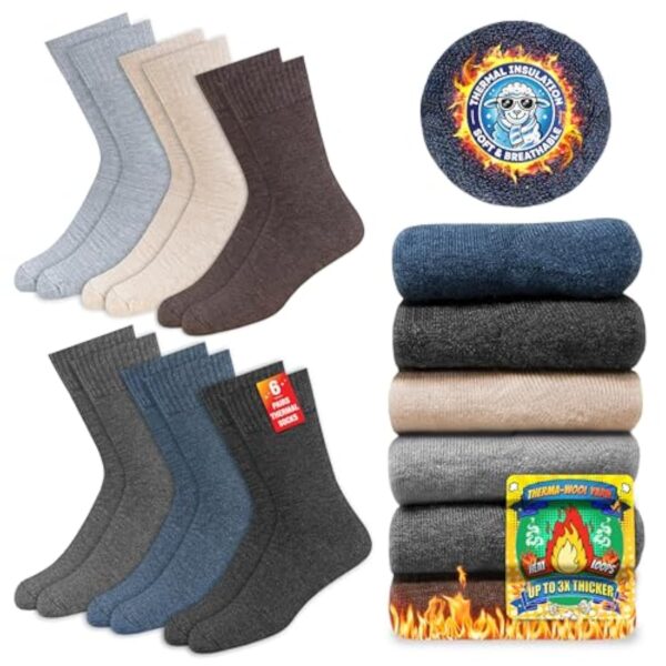 SOXCO Chaussettes Chaudes à cause Personnalités et Femmes - Chaussettes d’Dormance Thermiques, Lot de 6 Paires