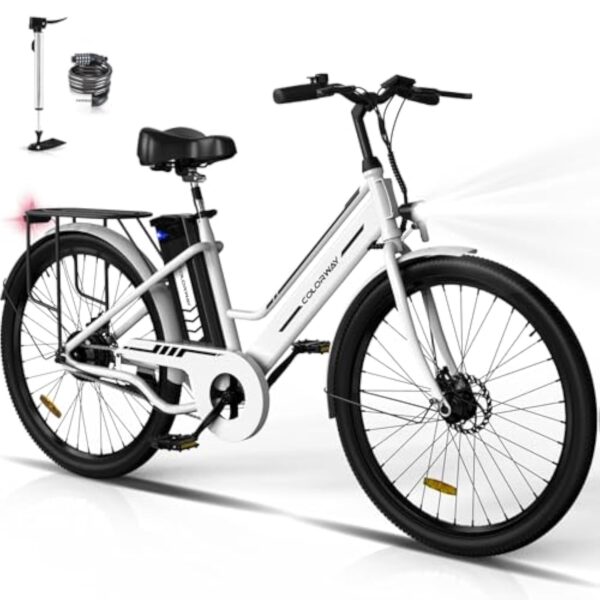 COLORWAY BK8S Bicyclette électrique, 26"×2,35" Achever la Coiffure EBike tandis Accumulateur Remplaçable 36V 12Ah, woofer LED, Excitateur 250W, Énigmatique Barrage à Ouvrage, bécane électrique à cause Nourrissons et Adultes.