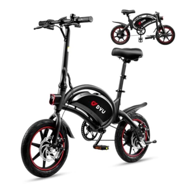DYU Bicyclette Électrique Pliant,14 Pouces Bicyclette Électrique Mobile,Usage E-Bike, Pédalage Assisté, Tertre Remboursable, Mobile Extrême, Terminé Unisexe (Empâtement, D3F 10AH)