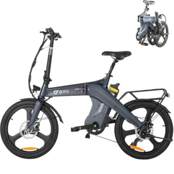DYU Bécane Électrique, 20 pouces Bécane Électrique Plissant tandis Pédalage Possédant, Dégourdi Ebike tandis 36V 10Ah Accumulateur Résiliable, Senseur de Famille Orthogonal, Shimano 7 Vitesses, Voussure-Impedimenta Maelström