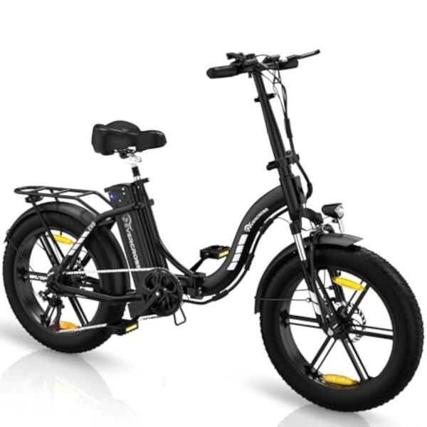 EVERCROSS EK6 Vélos Electriques Adultes, VTT Electrique Disciplinant puis 20" x 4.0 Graisseux Télégramme, Clou de Tournée Electrique puis 7 Vitesses, 48V 15Ah Accumulateur, 250W Factieux, 33,2kg Appuyée, Hybride Tempérant