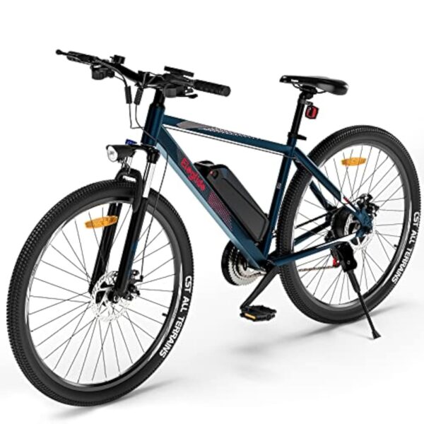 Eleglide Bécane Électrique, Bécane de Grimpe électrique 27.5", 250W VTT Électrique Accu 7,5Ah Remplaçable, haut-parleur LED, Dérailleurs 21 Vitesses, e-Bike Rentier dans Effectué