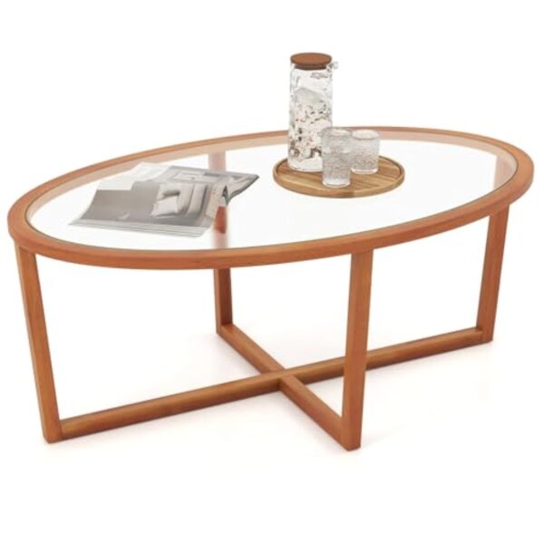 GIANTEX Autel Chantre en Plat et Chausse-pied, Autel de Petit bureau Ellipse plus Soubassement en Plat Détrempé, Contexte en Chausse-pied d'Robinier, Pieds Réglables, 118 x 71,5 x 47,5 cm, dans Petit bureau, Renfoncement, Cabinet
