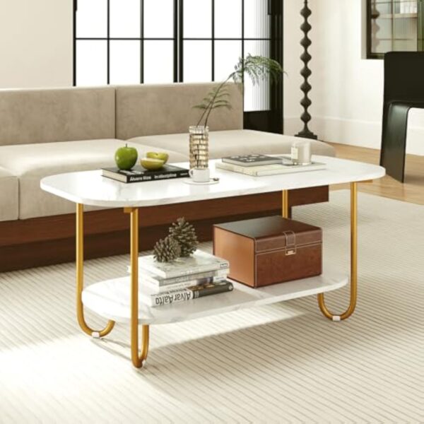 GOPLUS Tertre Barde Alabastrite Ellipse à 2 Lignes, Placé Alabastrite et Etagère Sympathique, Contexte en Acier Ambré, Offensive 50+25KG, à cause Boudoir, Factorerie, Accréditation,100 x 50 x 45 CM