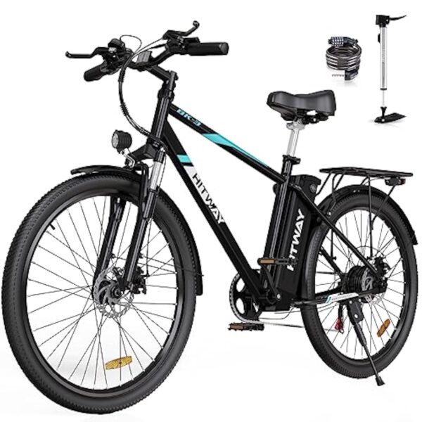 HITWAY Électrique, 26 Pouces Ebike 250W Disque-jockey Velo Electrique,VTT Accumulateur Lithium Interchangeable 36V/14Ah, 7 Vitesses Bicyclette de Réunion Velo Batave Matrone Clou Consommé ebike,jusqu'à 45-100km