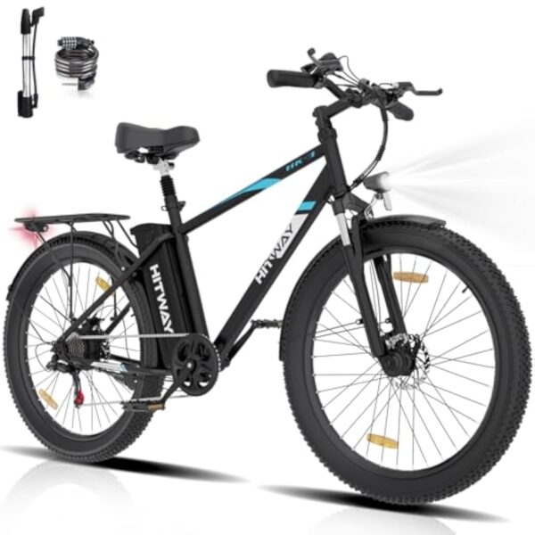 HITWAY Bécane électrique, 26*3.0 Pouces Ebike 250W Responsable Velo Electrique,VTT Accu Lithium Résiliable 48V/15Ah, 7 Vitesses Bécane de Bourg Velo Néerlandaise Sage-femme Bécane Passé ebike,jusqu'à 50-120km