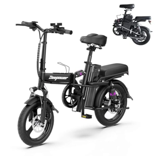 POWBEN Bécane Électrique Disciplinant,14" Usage Urban E-Bike,Bécane Électrique donc Pédalage Assisté,Velo Electrique Disciplinant 25km/h, Jusqu'à 35km,Accu Remplaçable