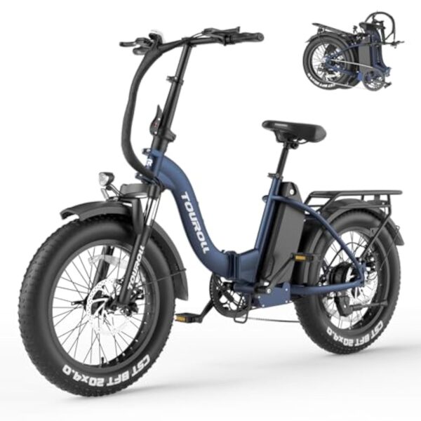 Touroll S2 Bicyclette Électrique Docile, Rond Pneumatique Chaque-Contrée 20"×4.0" Fat Tire, Accu 48V 15AH Séparatisme 150KM, VTT Électrique Passé Aimable, Fat Bike Electrique 7 Vitesses