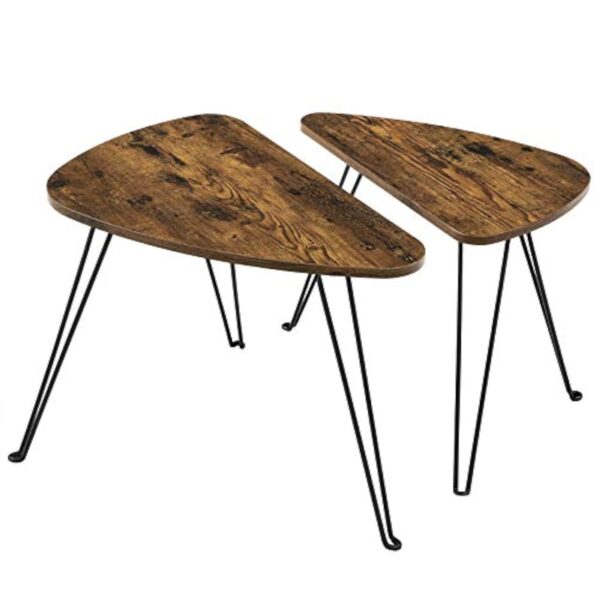 VASAGLE Lot de 2 Tables d’supplétif, Tables gigognes, Tables Basses, à cause Petit bureau, Directe à Agapes, Ruelle, Emboîtement Confectionneur, Bistre Pastoral et Noirceur LNT012B01