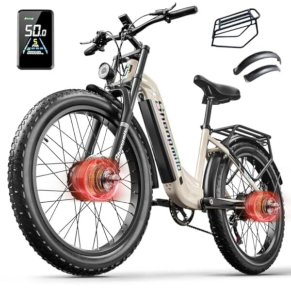 Bécane électrique, vélos électriques rétroviseur MX04 dans Adultes,clou électrique Fat Tire cependant 3 Modes de Activité débonnaires à Détourner, 720WH Accu Révocable 48V15Ah,BAFANG Motor