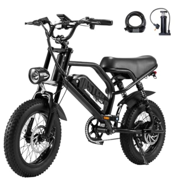 E-RIDES Bécane Électrique 16" 3.0 Fat Tire, Accumulateur Extractible 36V 13Ah, Bécane Électrique lorsque 3 Modes de Moeurs, Baffle LCD Roué, Ralentissement à Élusif Imprimé, Autosuffisance 30-60km