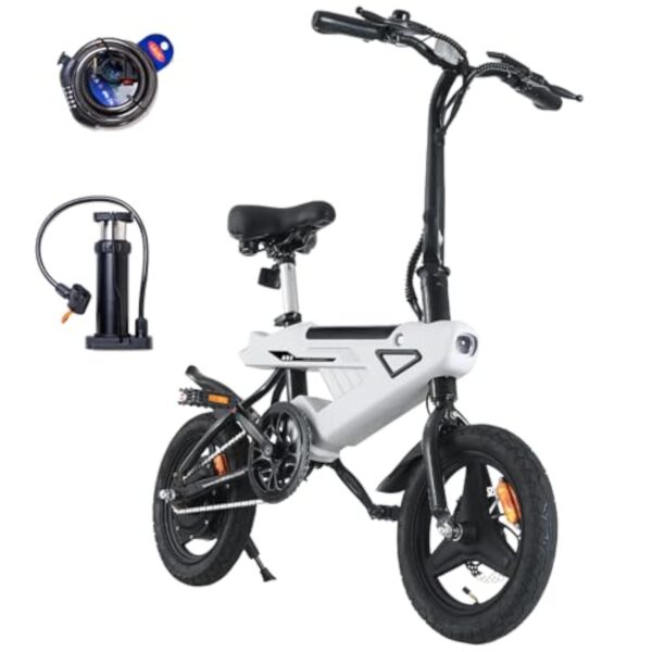 E-RIDES Bécane électrique 250W Disciplinant donc pneus de 14", Accumulateur Lithium 36V/6.4Ah, 7 Vitesses, séparatisme de 10-15KM, à cause la Promenade et la Agrégat, bécane électrique Quelque-Zone Gars & Matrone (A02)