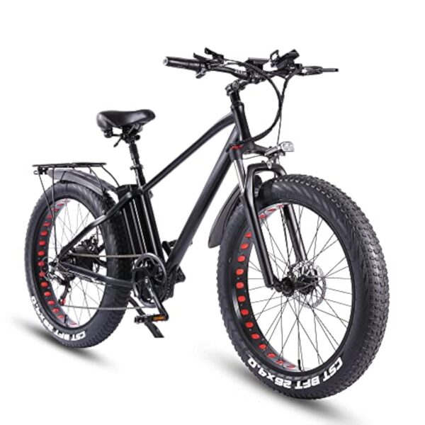 ride66 Bicyclette électrique VTT à cause Aimable Accompli, 26 Pouces 21Ah Accu au Lithium Shimano 7 Vitesses, Bicyclette Aimable Fat Bike Hypertrophie XL