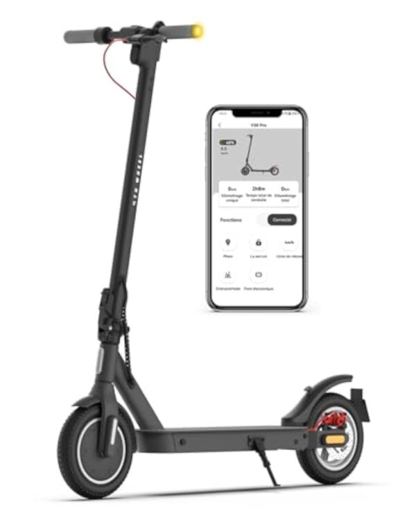 5TH WHEEL V30PRO Trottinette Electrique Adulte, Trottinette Électrique Clignotants Avant Arrière, 10'' Pneu, Autonomie 25-32km, avec APP, 4 Modes de Vitesse, Max 120kg – Image 2