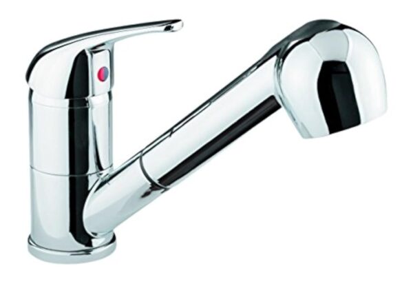 ADOB Robinet d'évier basse pression avec douchette extractible Chromé 39517 – Image 2